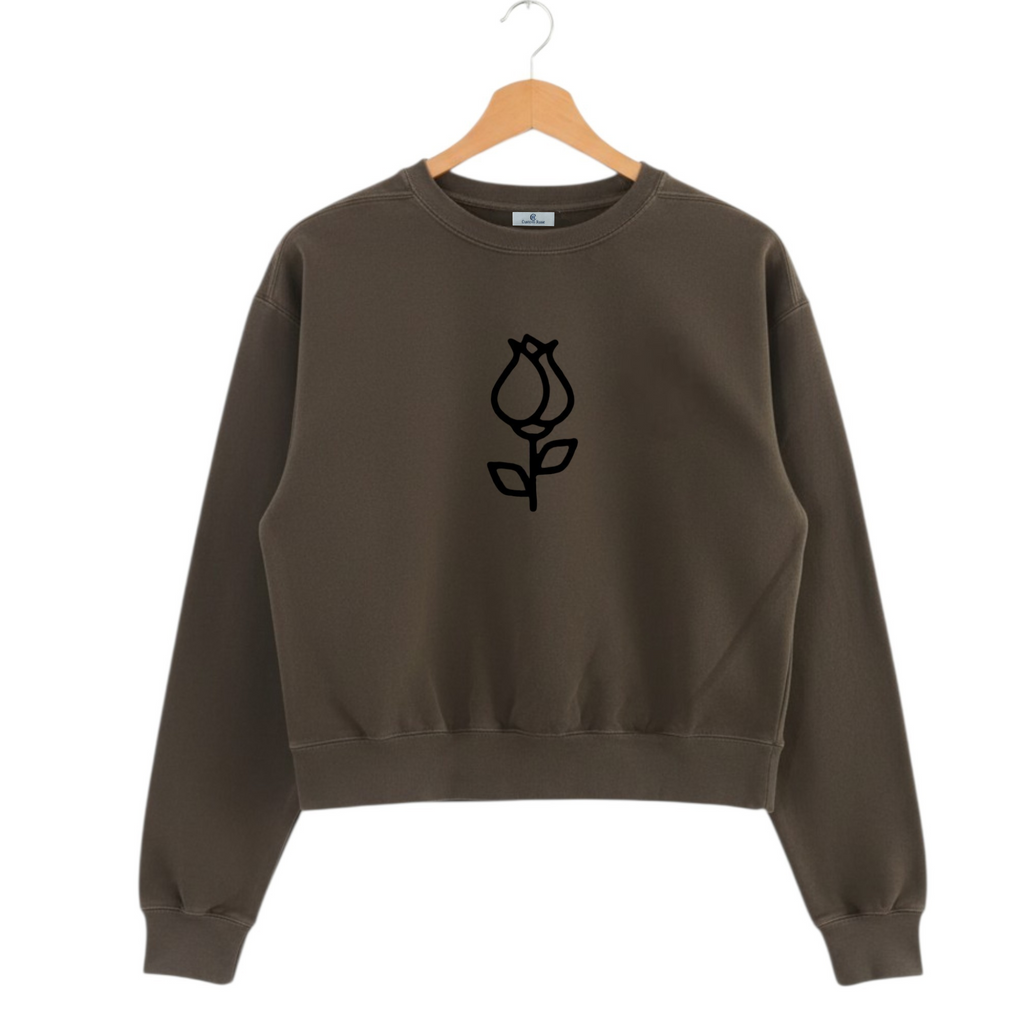 Women's Espresso Mid Cropped Crewneck