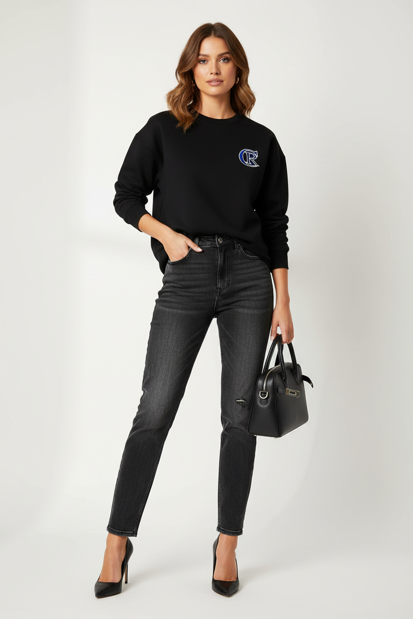 Unisex Black Crewneck