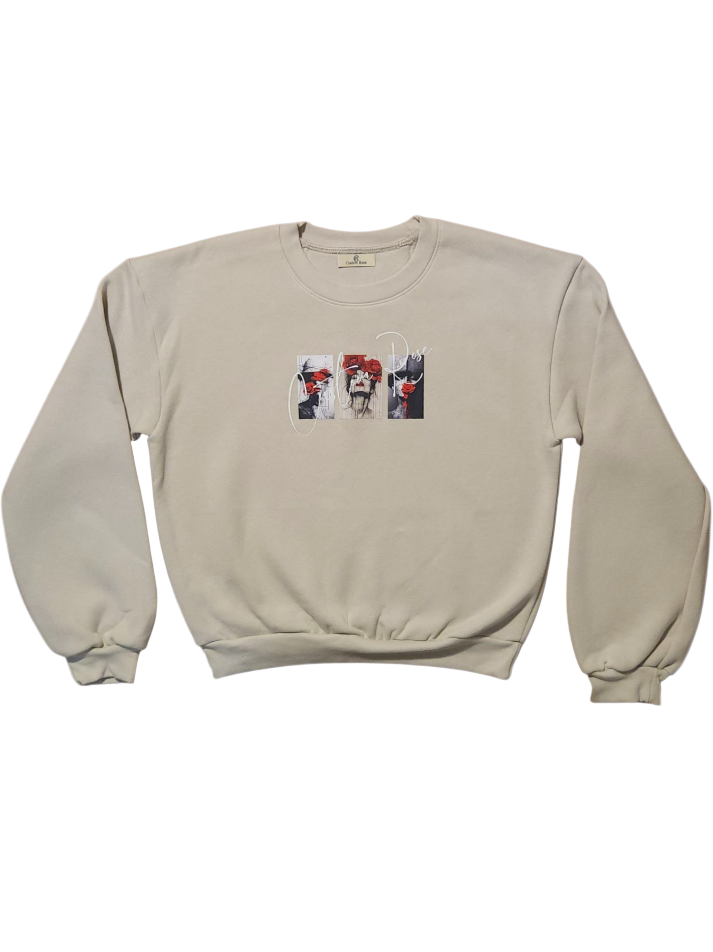 Beige Waistline Cropped With Graphic in Front