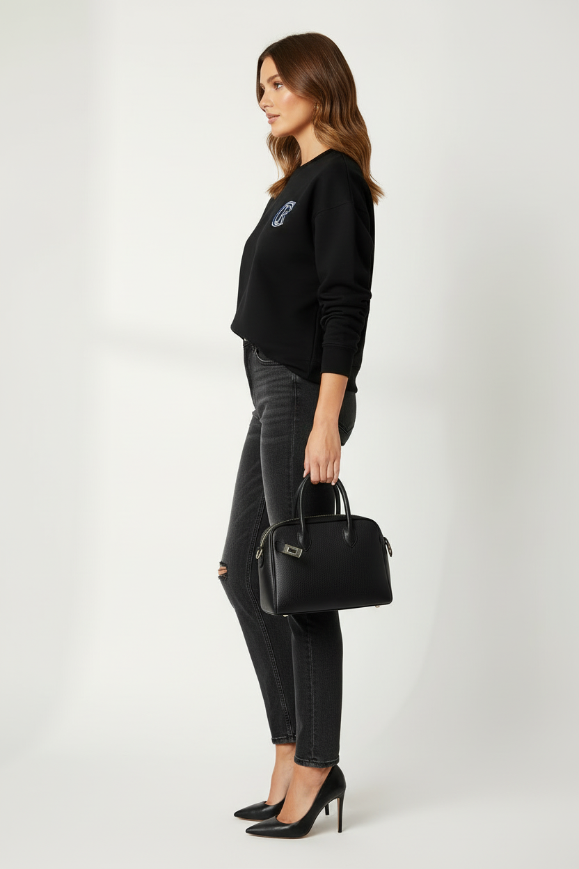 Unisex Black Crewneck