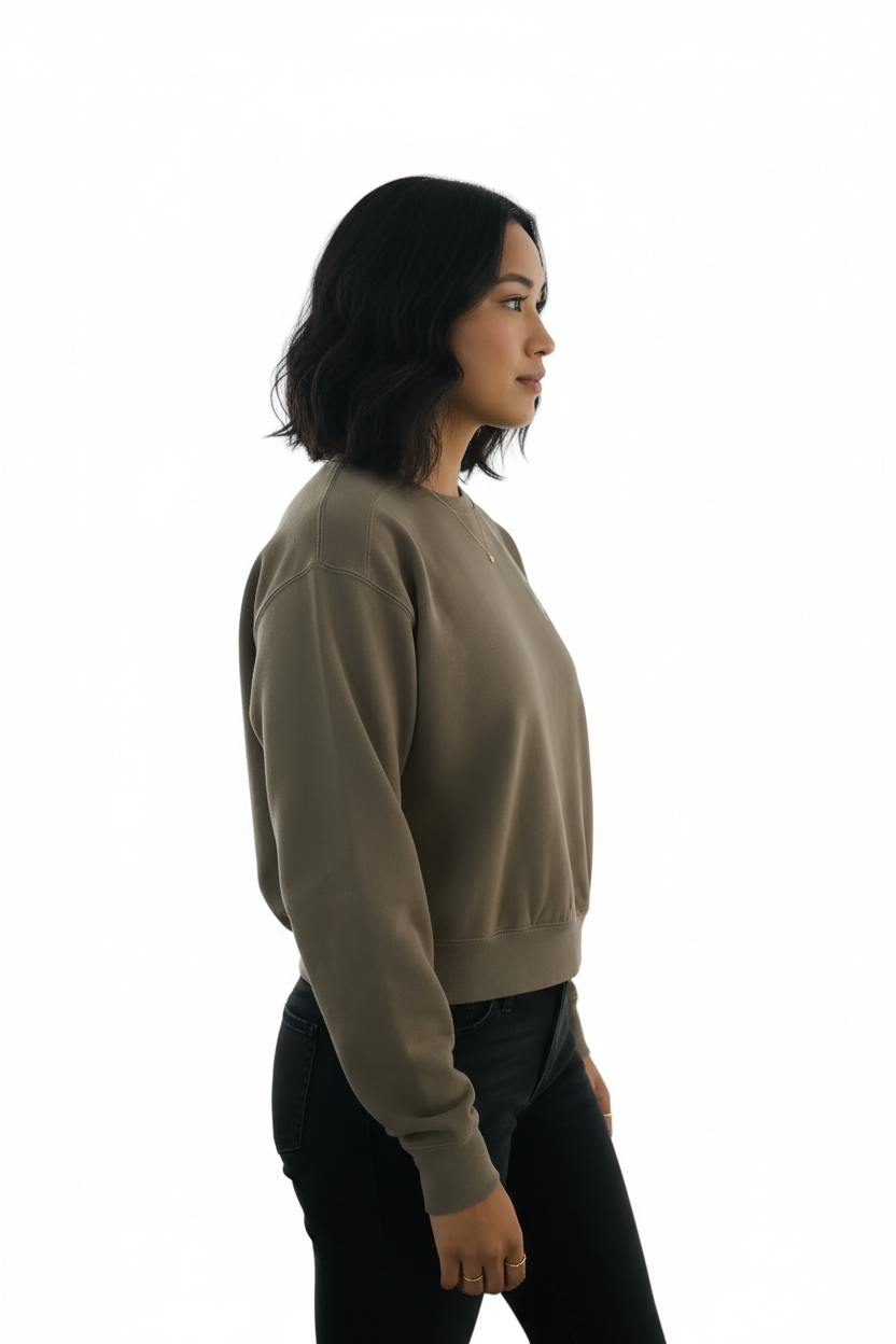 Women's Espresso Mid Cropped Crewneck