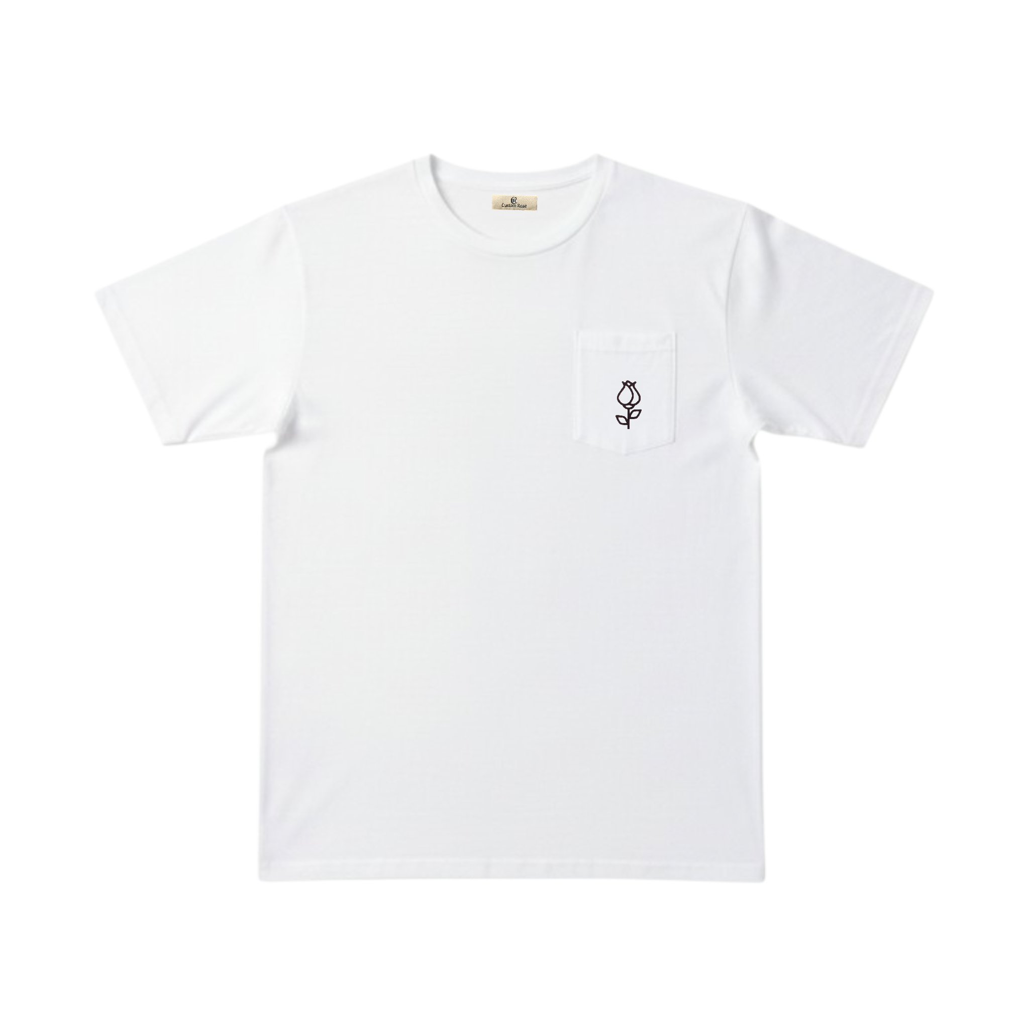 White T-Shirt With Burgundy Rose