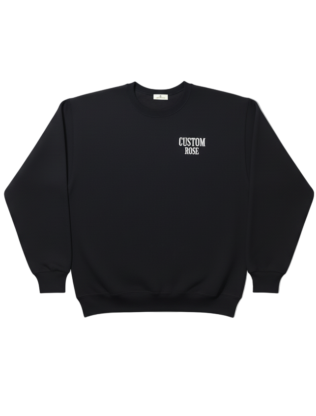 Black Boxy Fit Heavyweight Crewneck With Graphic on The Back