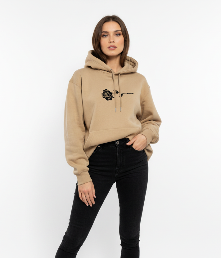 Unisex Beige Fleece Hoodie