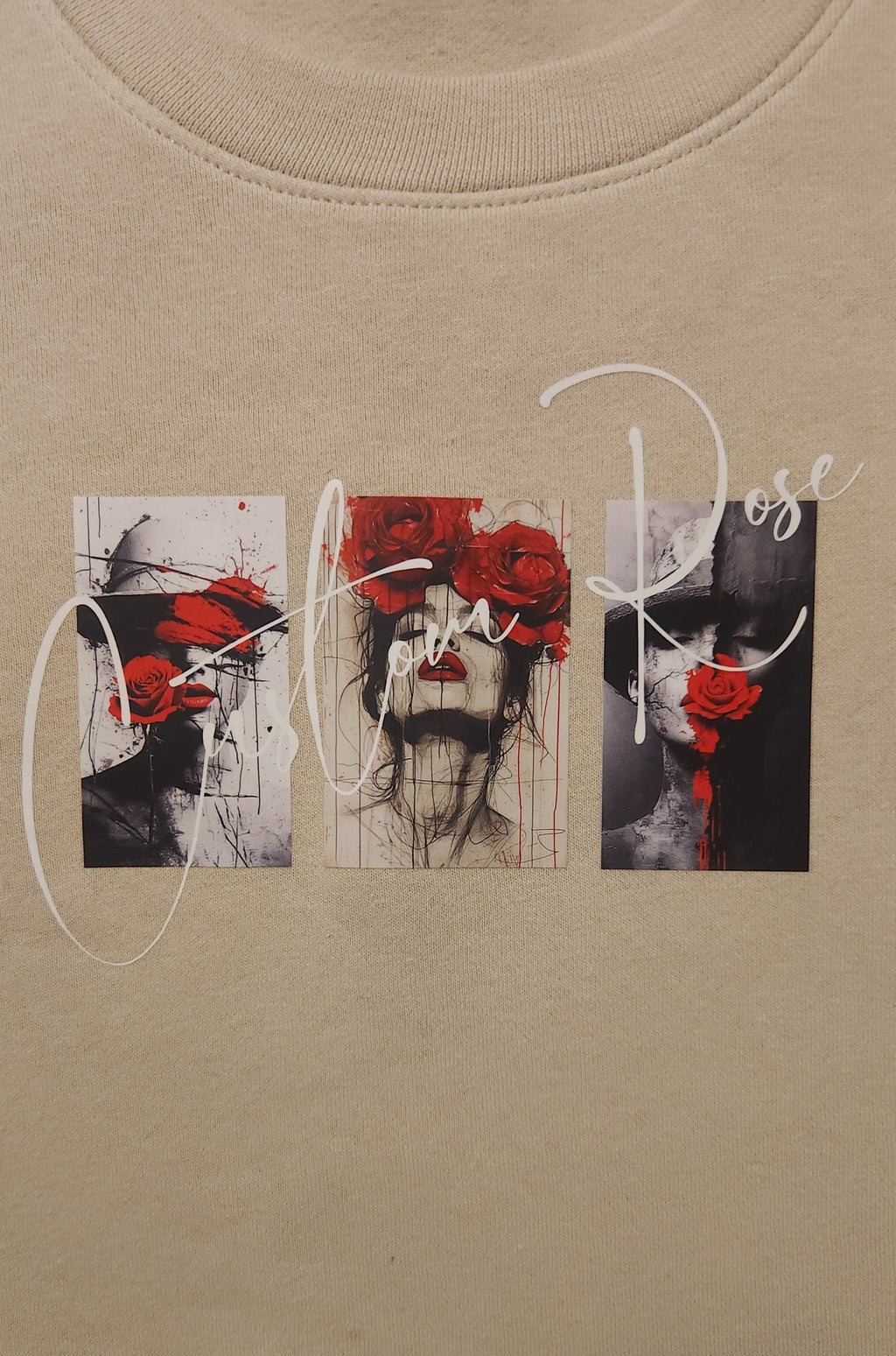 Beige Waistline Cropped With Graphic in Front