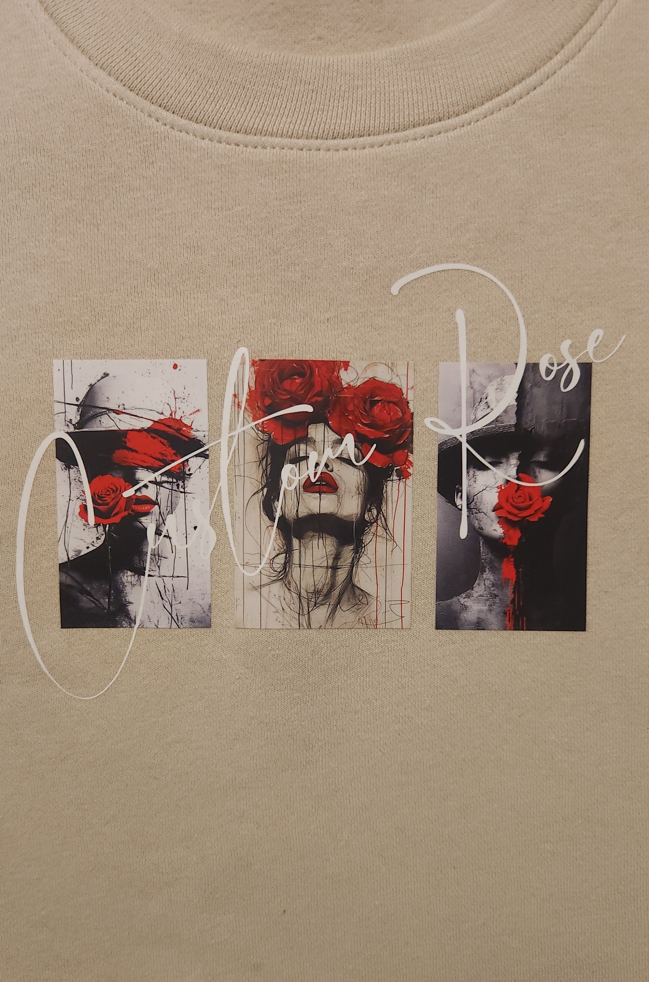 Beige Waistline Cropped With Graphic in Front