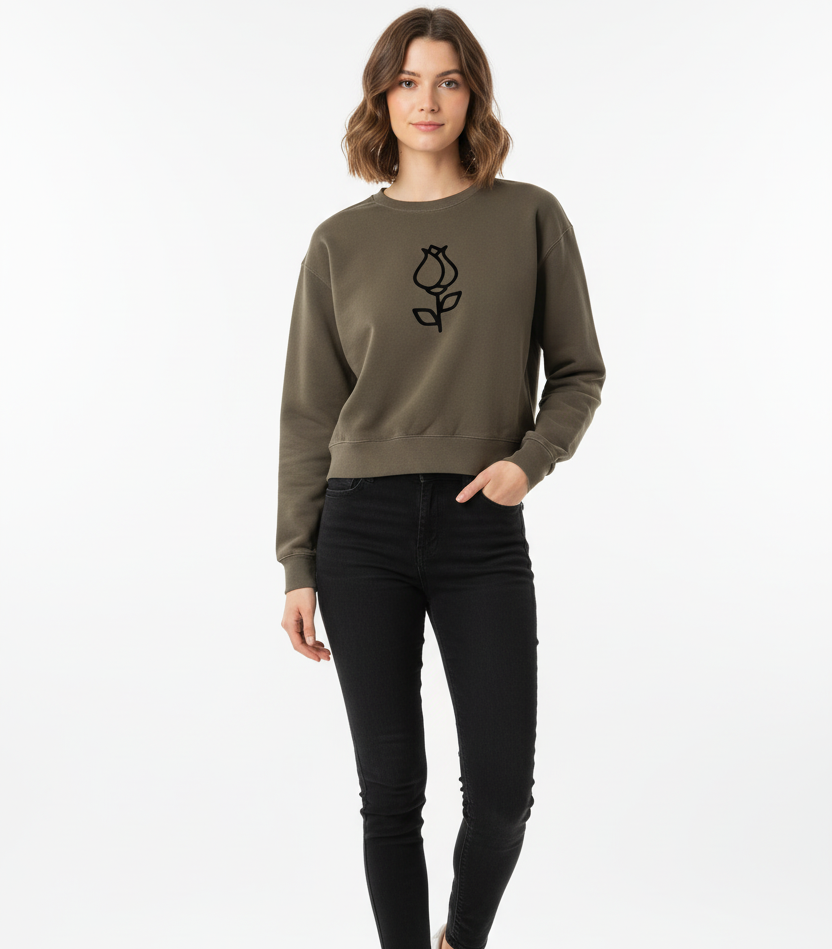 Women's Espresso Mid Cropped Crewneck