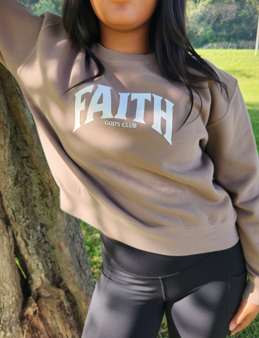 Women Espresso Mid Cropped Crewneck