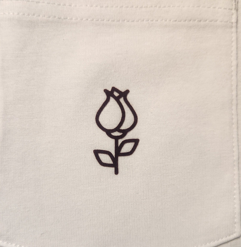 White T-Shirt With Burgundy Rose