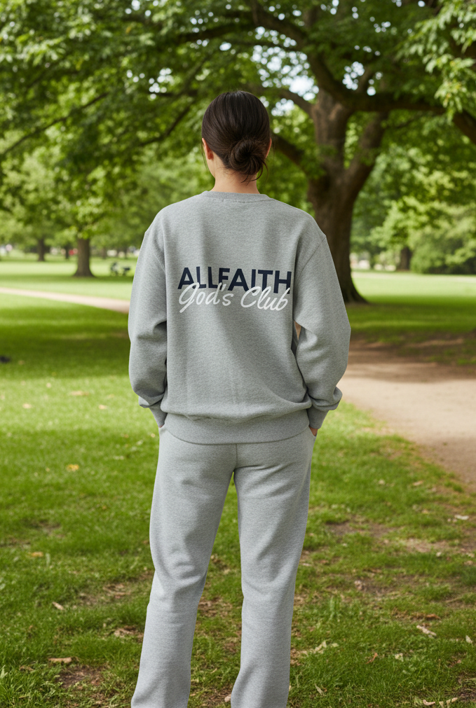 Unisex ALLFAITH GOD'S CLUB Grey Heather Crewneck